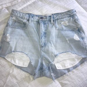 Ripped jean shorts